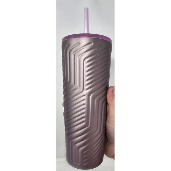 NEW 2025 Starbucks Soft Rose Soft Touch Geometric Stainless Steel 24oz Cold Cup - Picture 2 of 6